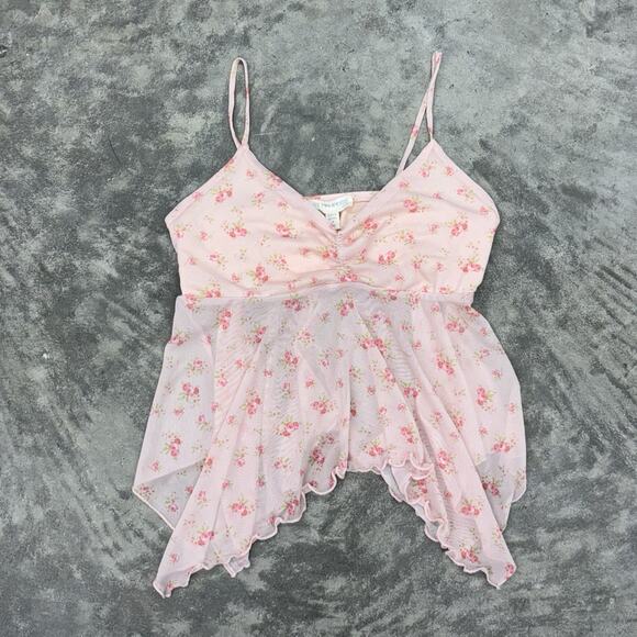 NWT See You Monday Womens M Light Pink Ditsy Floral Pattern Baby Doll Top Straps - Picture 1 of 7